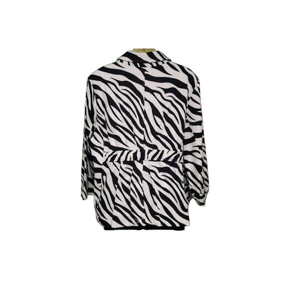 Joan Rivers Zebra Stripe Unlined Jacket with Pockets, Blk/Wht, Sz XL - Picture 4 of 7